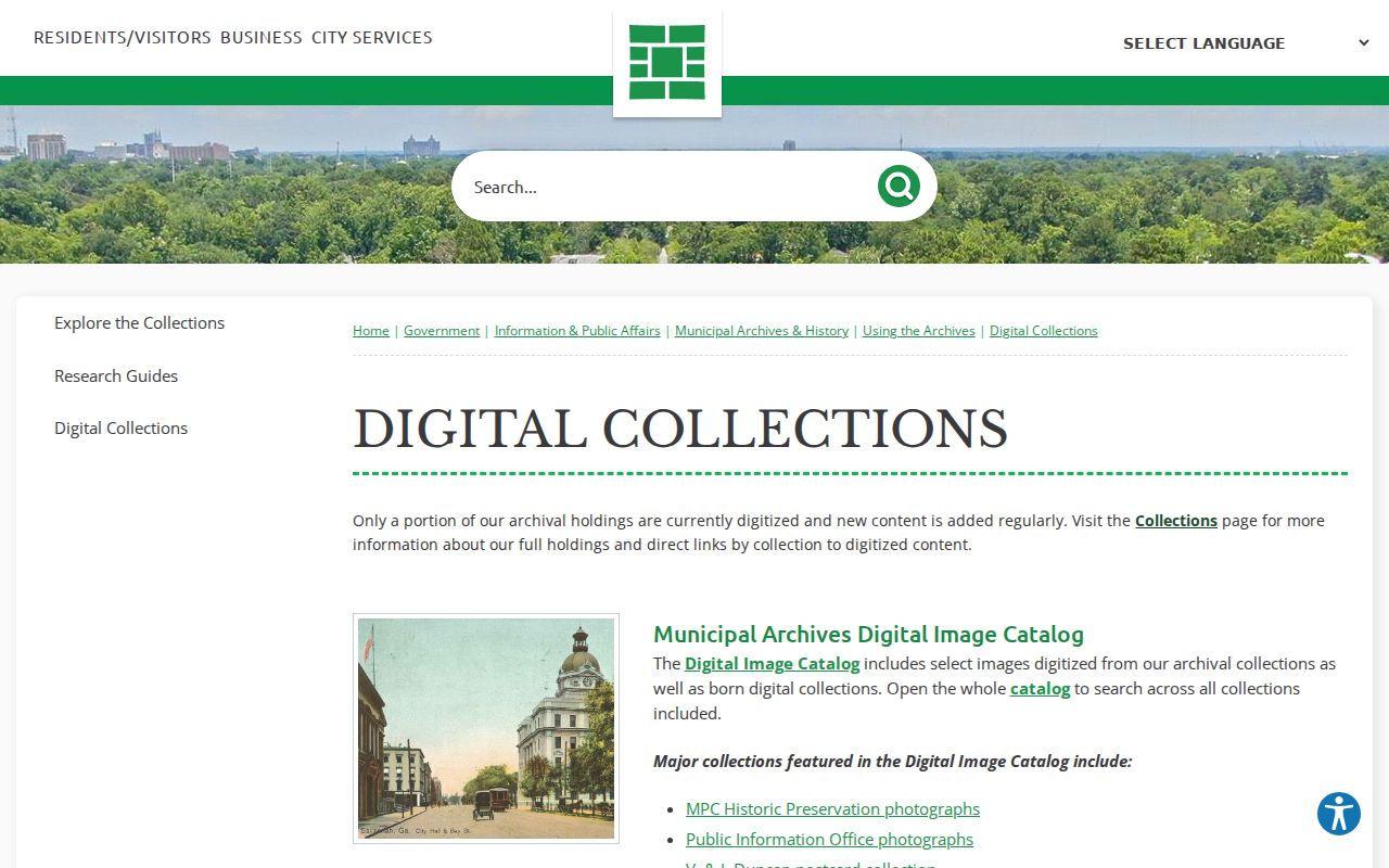 Savannah Digital Collections portal with genealogy and funeral program resources