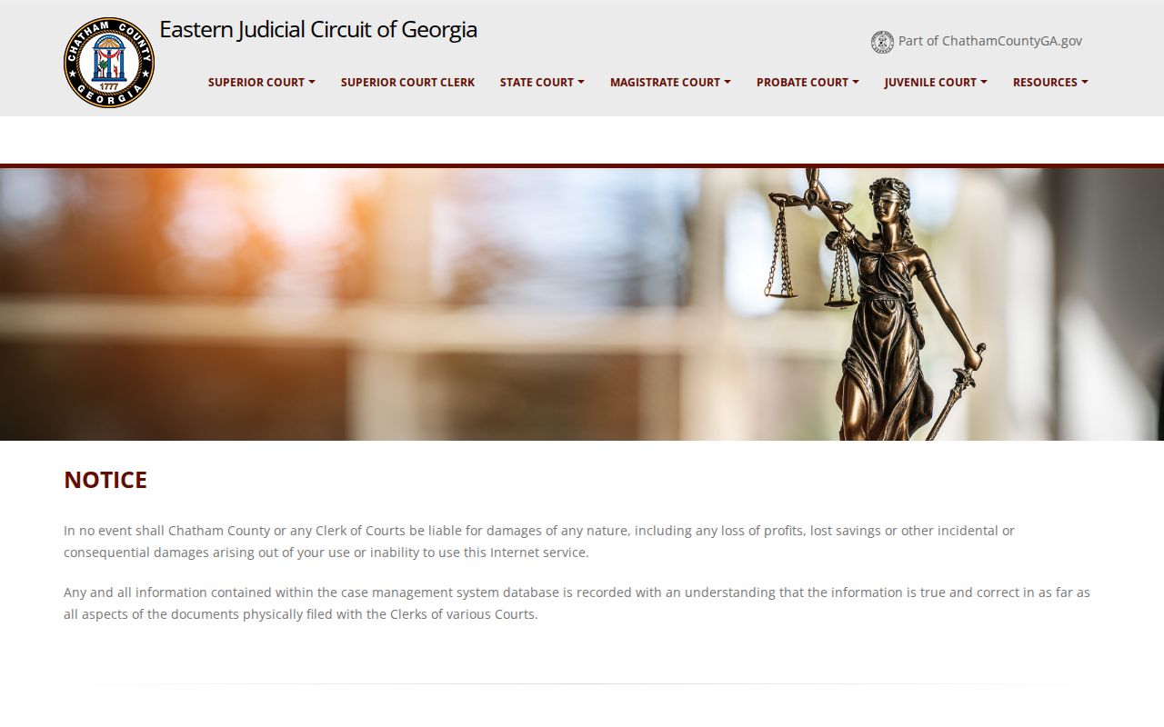 Chatham County courts gateway used for Savannah case lookup