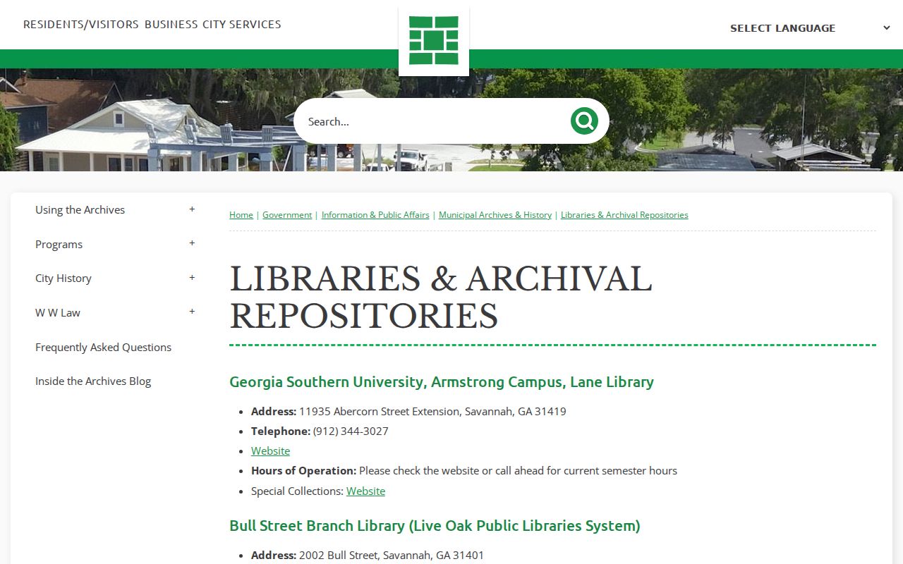 Savannah ZIP code directory archival address sources