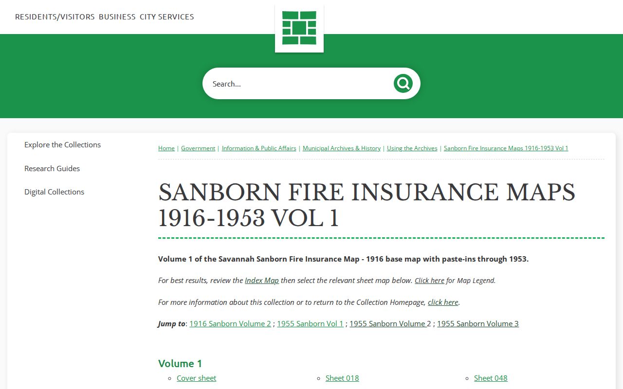 Savannah ZIP code directory research with historic Sanborn maps